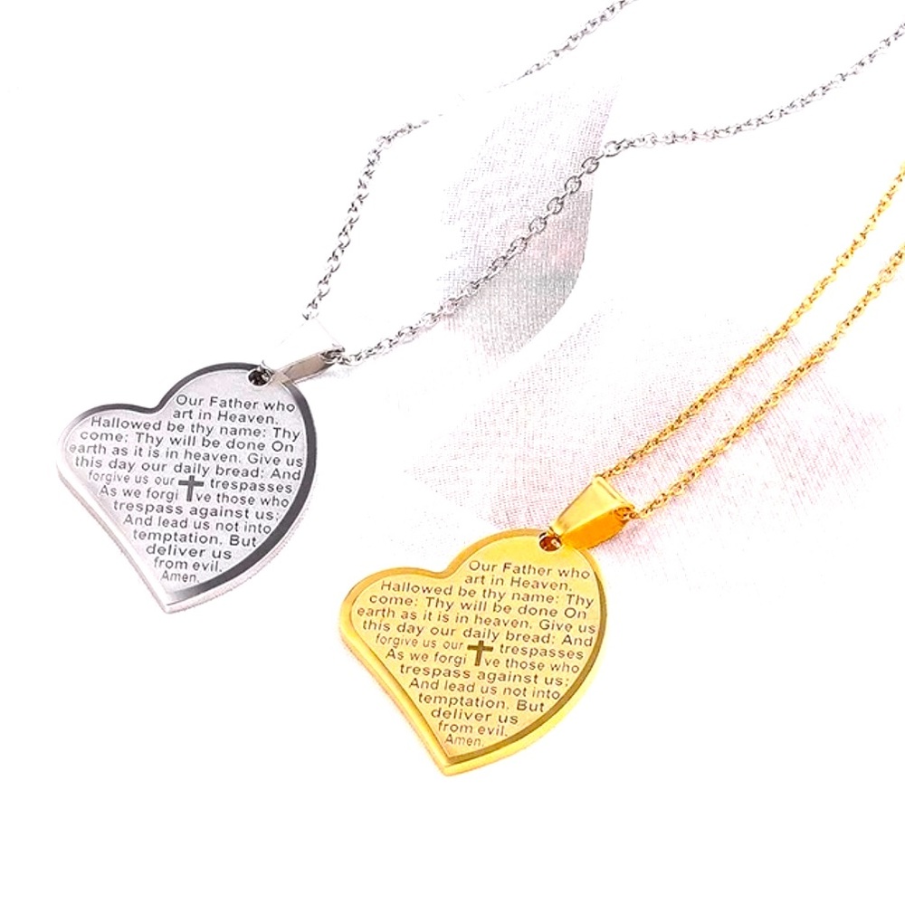 The Lord’s Prayer heart shaped unisex pendant